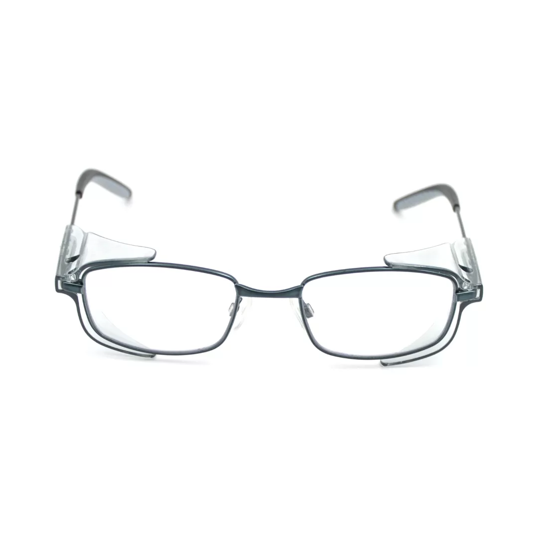 Óculos de proteção com proteções laterais transparentes, vista frontal