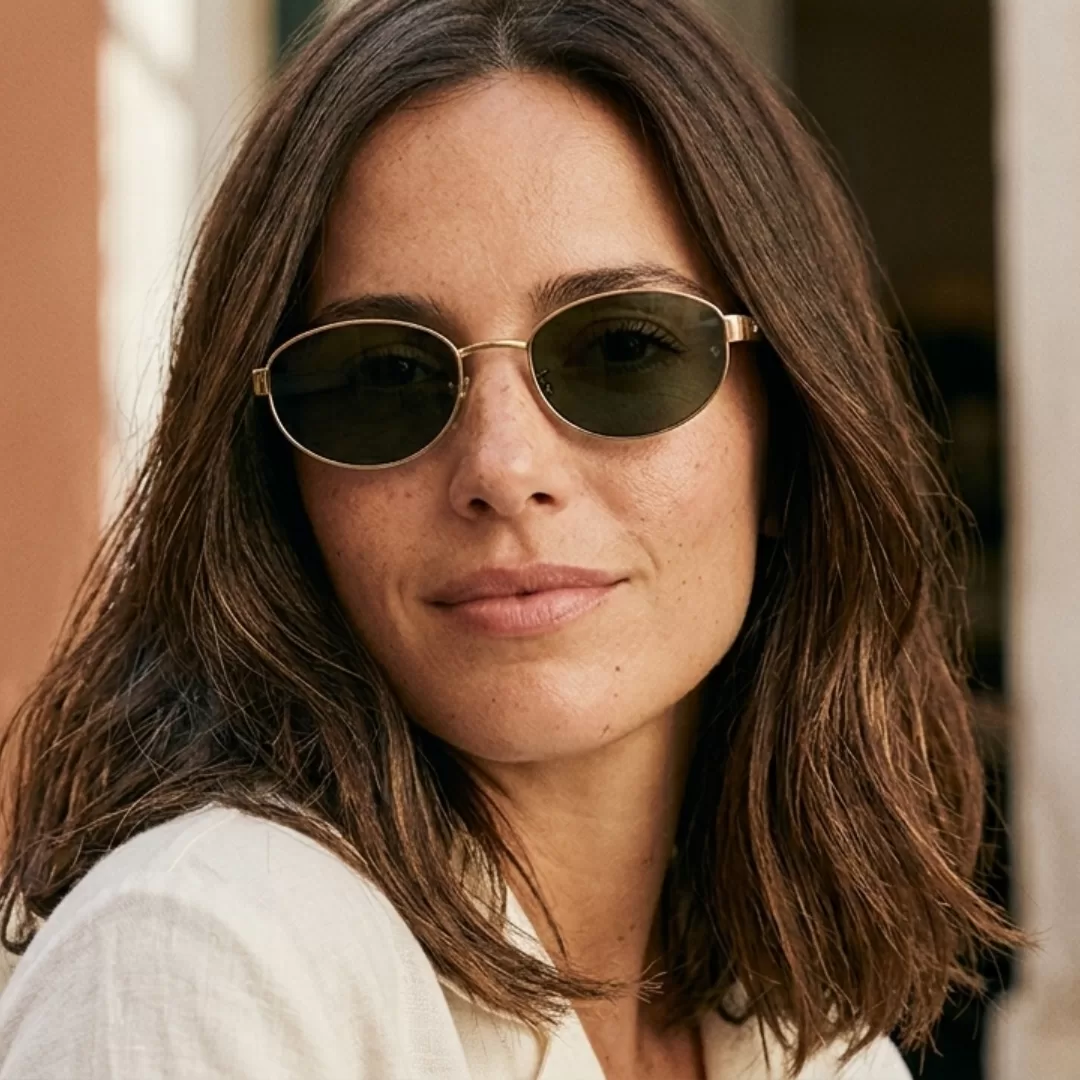 óculos de sol graduados com proteção solar em ambiente exterior